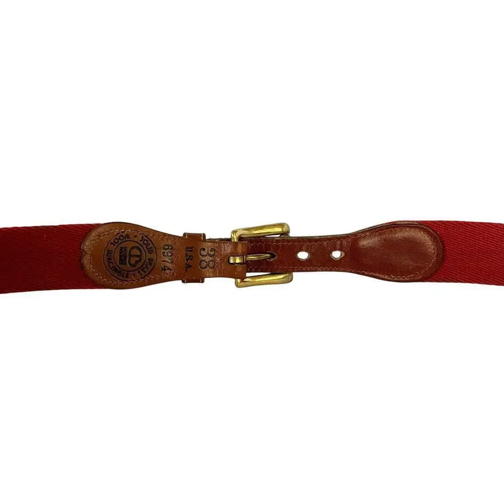 Dooney & Bourke Vintage Leather Red Wool Surcingle Belt Size 38